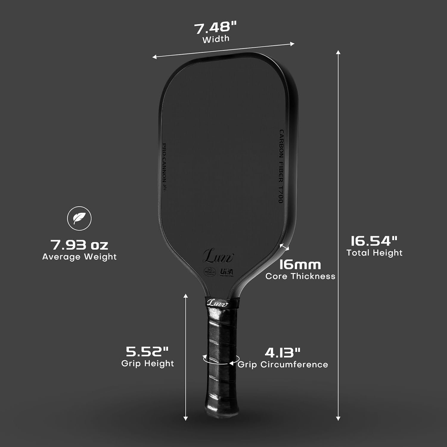 Luzz Pickleball Paddle Cannon Thermoformed T700 Carbon Fiber Honeycomb Core - Image 6