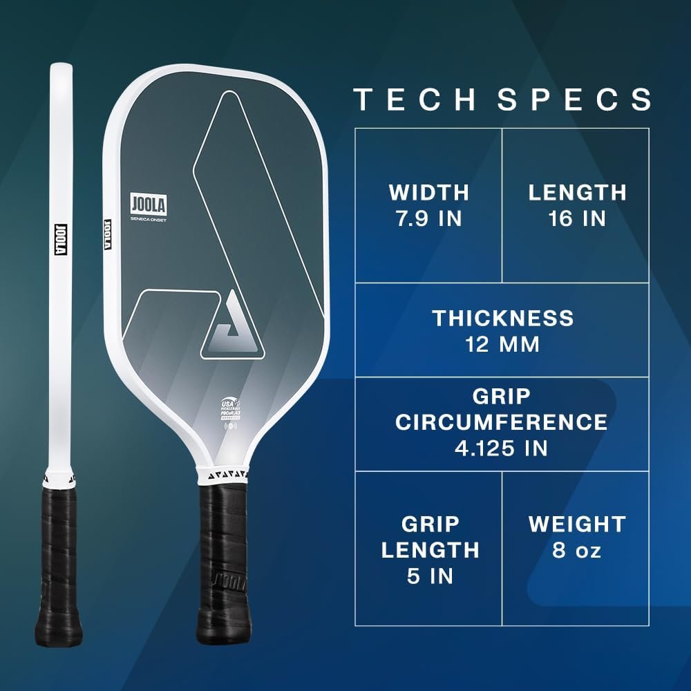 JOOLA Seneca Onset Pickleball Paddles Set of 2 - Includes: 2 Pickleball Paddles, 4 Balls & Sling Bag - Lightweight USAPA Approved Sand Blasted Surface Paddle for Increased Spin, NFC Chip Enabled