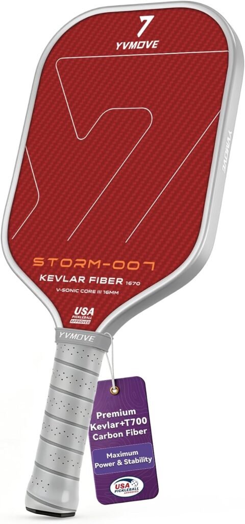 YVmove 16mm Kevlar T700 Carbon Fiber Pickleball Paddle, USAPA Approved