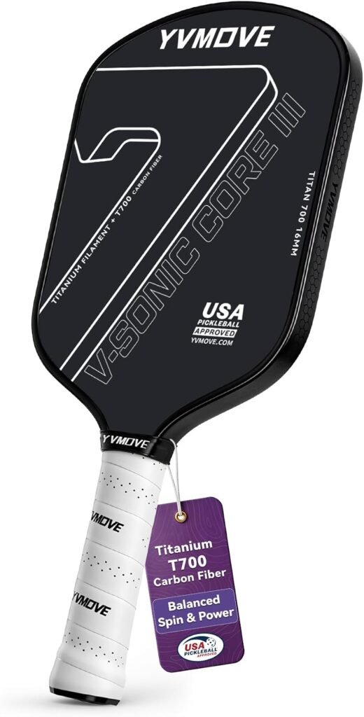 YVmove 16mm 18K T800 Carbon Fiber Pickleball Paddle, USAPA Approved