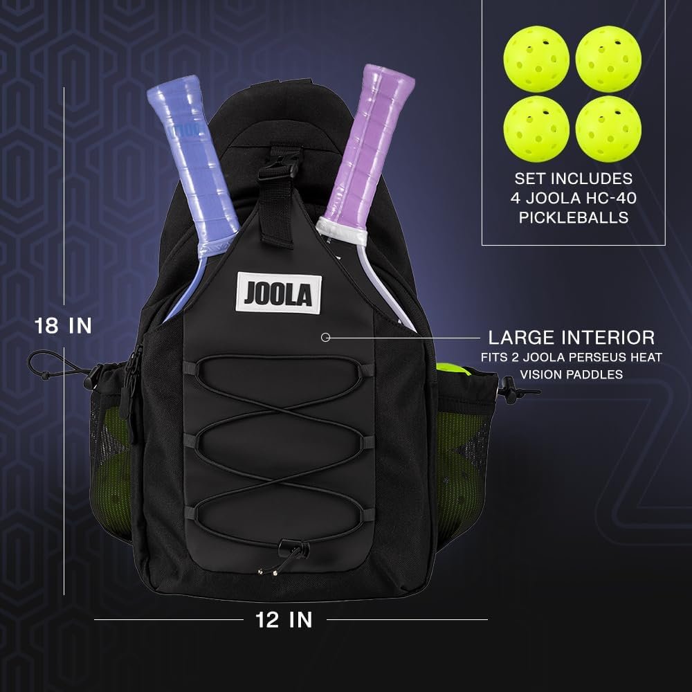 JOOLA Heat Vision Pickleball Paddles Set of 2 - Includes: 2 Pickleball Paddles, 4 Balls & Sling Bag - Lightweight USAPA Approved Carbon Fiber Paddle, Heat-Pressed Handle for Extra Stability, NFC Chip