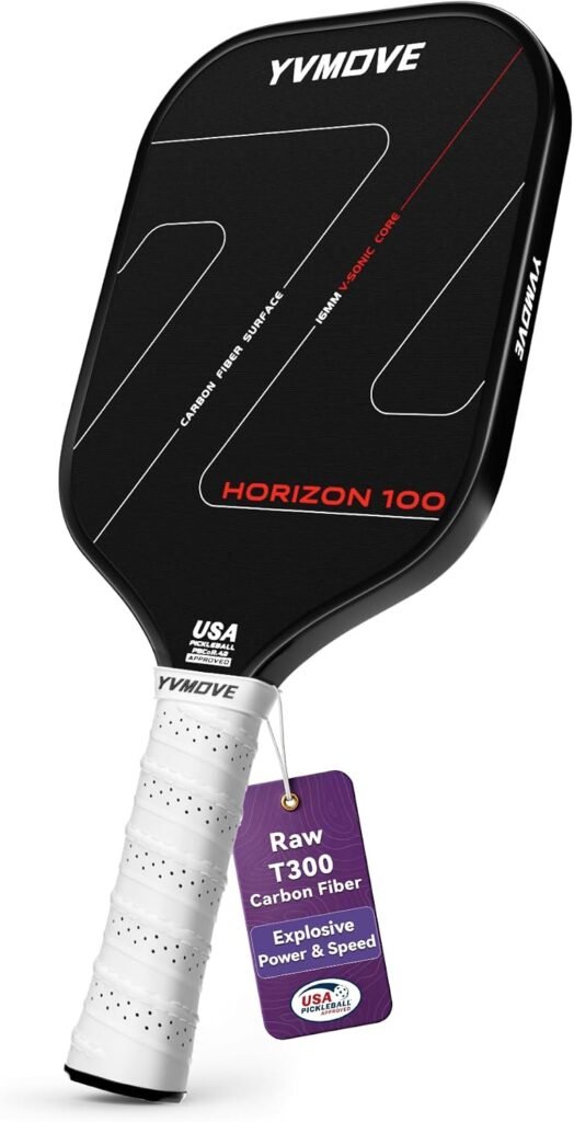 YVmove 16mm 18K T800 Carbon Fiber Pickleball Paddle, USAPA Approved