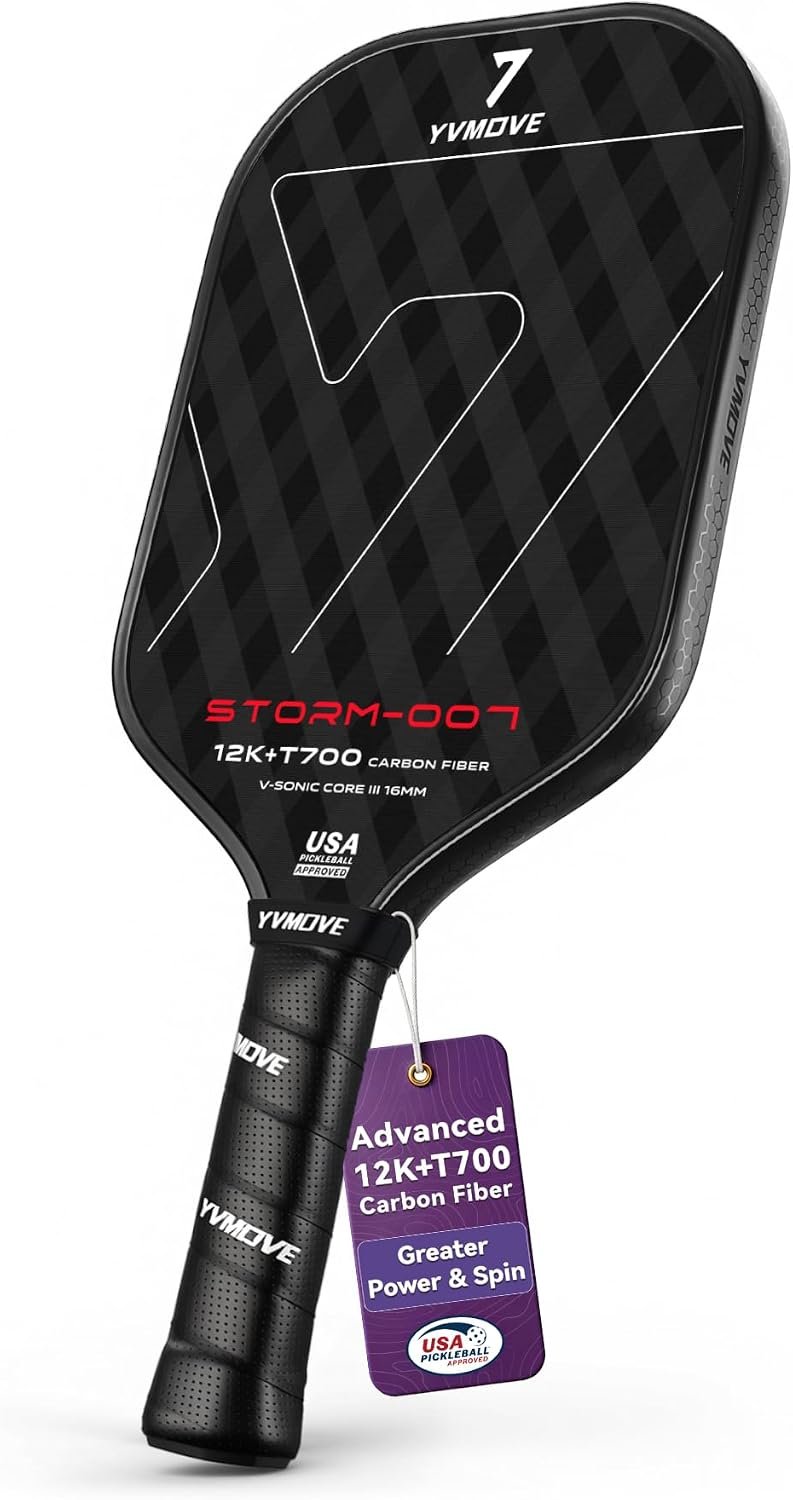 YVmove 16mm Kevlar T700 Carbon Fiber Pickleball Paddle, USAPA Approved - Image 1