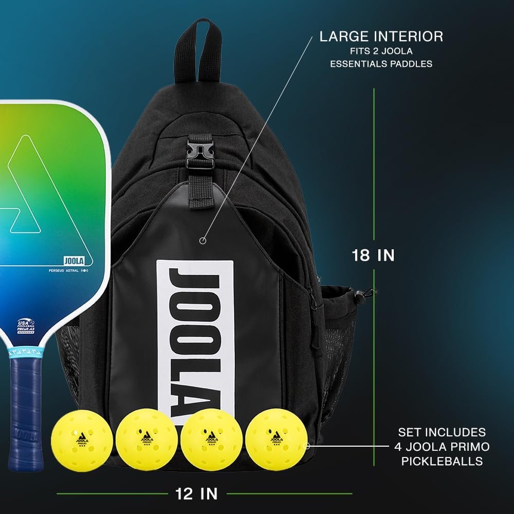 JOOLA Perseus Astral Pickleball Paddles Set of 2 - Includes: 2 Pickleball Paddles, 4 Balls & Sling Bag - Cold Press Carbon Surface - Lightweight, Beginner Friendly - USAP Approved - NFC Enabled