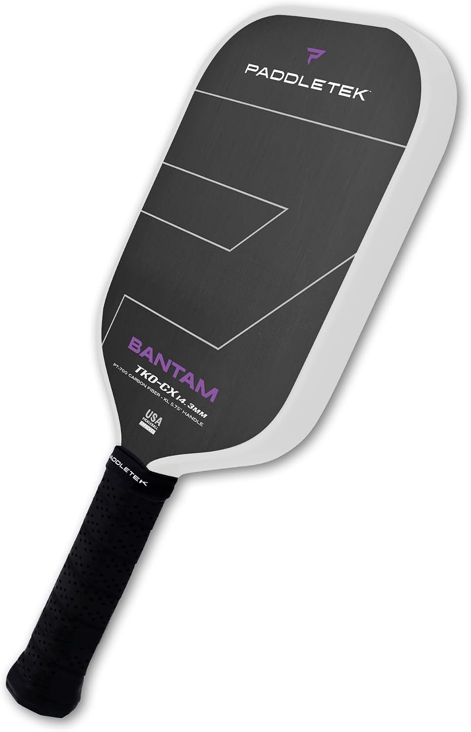 Paddletek Bantam TKO-CX 14.3mm Pickleball Paddles with Polymer Honeycomb Core - Unidirectional Carbon Fiber – Torsional Weighting & High Tack Performance Grip - USAPA Approved - 5.75 Inch Handle - Image 8