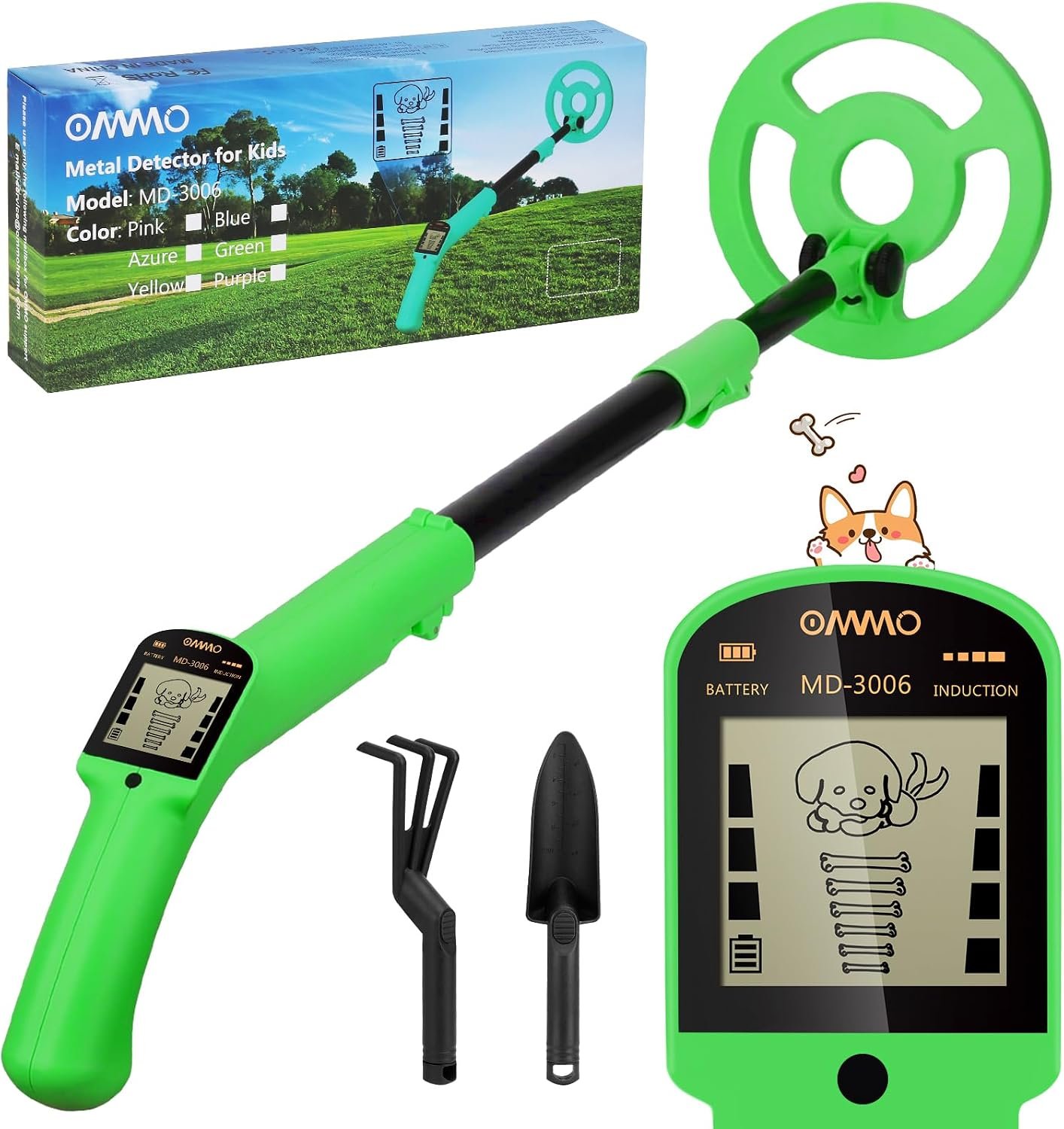 OMMO Kids Metal Detector, Adjustable 27.5"-37.8" with LCD Display (Azure) - Image 11