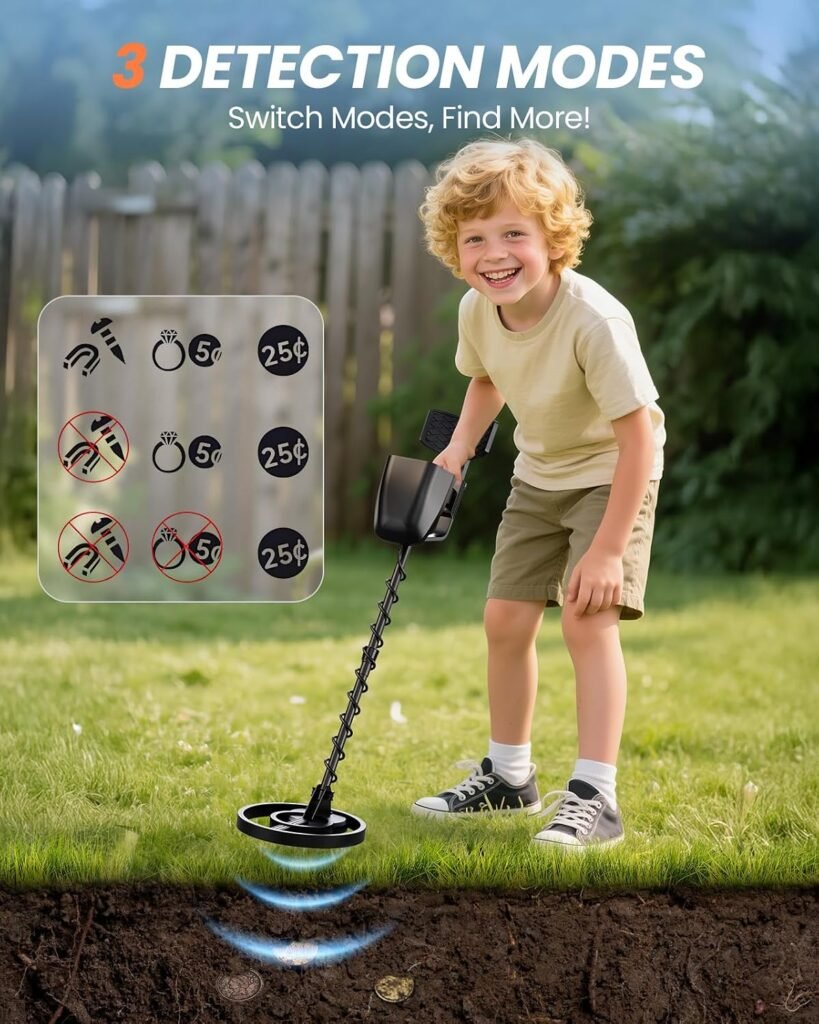 Metal Detector for Kids, Easy to use, Fun LCD Display, Lightweight & Adjustable Kids Metal Detector, 8" Waterproof Coil, Beach/Backyard Hunting, Gifts for Kids Ages 8-12 (Rechargeable Kit)