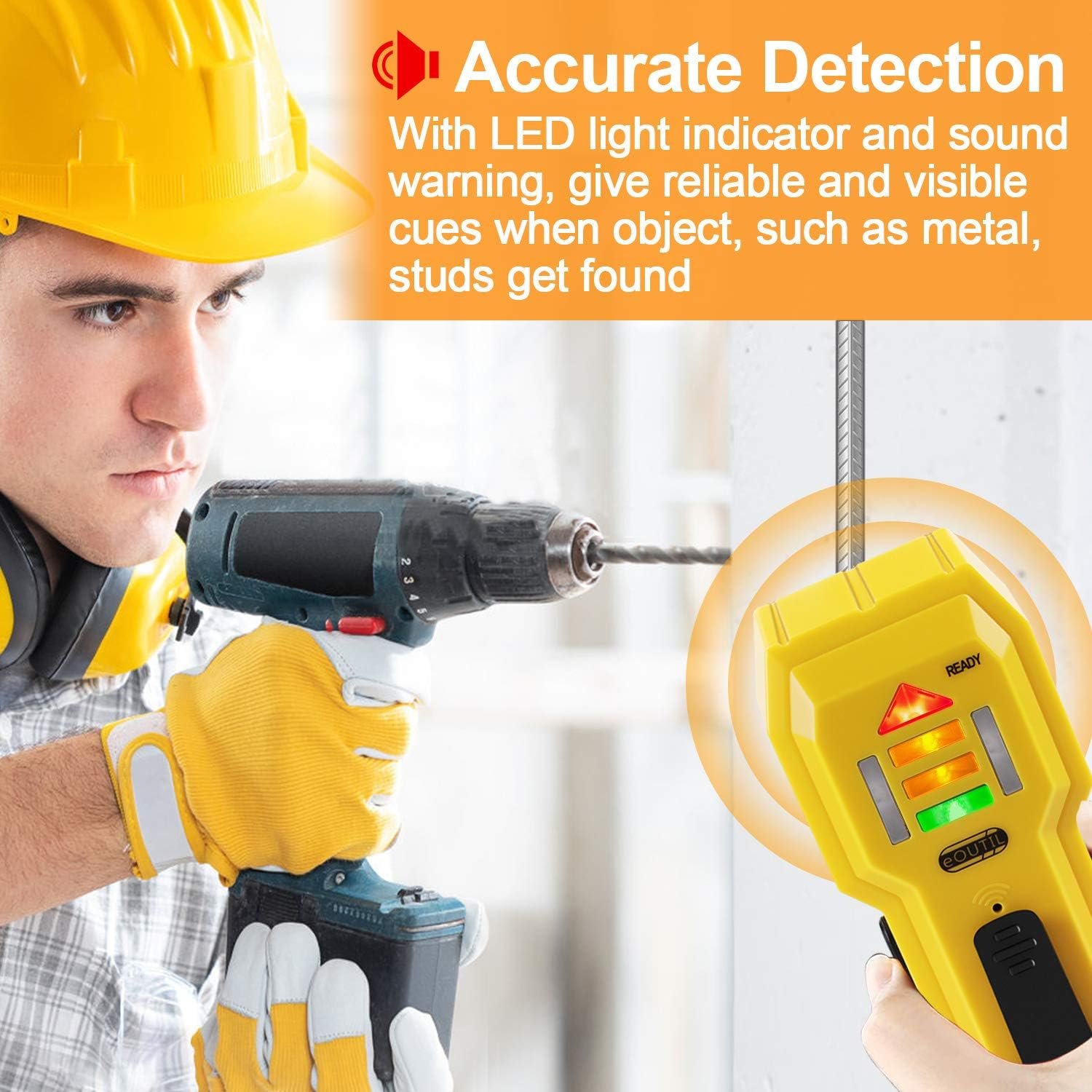 Stud Finder Wall Scanner Wood and Metal Detector Sensor for 3/4 inch Thickness Wall (ST102(Come with Battery)) - Image 3