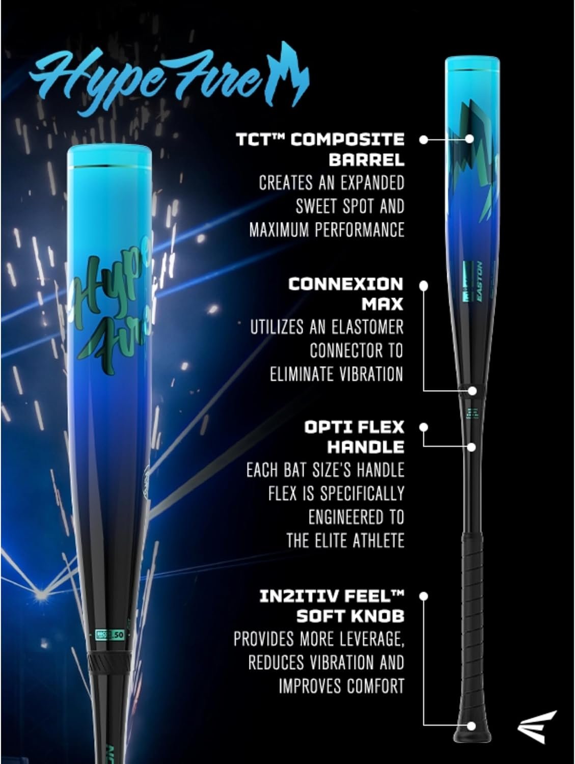 Easton 2027 Hype Fire BBCOR Baseball Bat | Multiple Sizes - Image 3