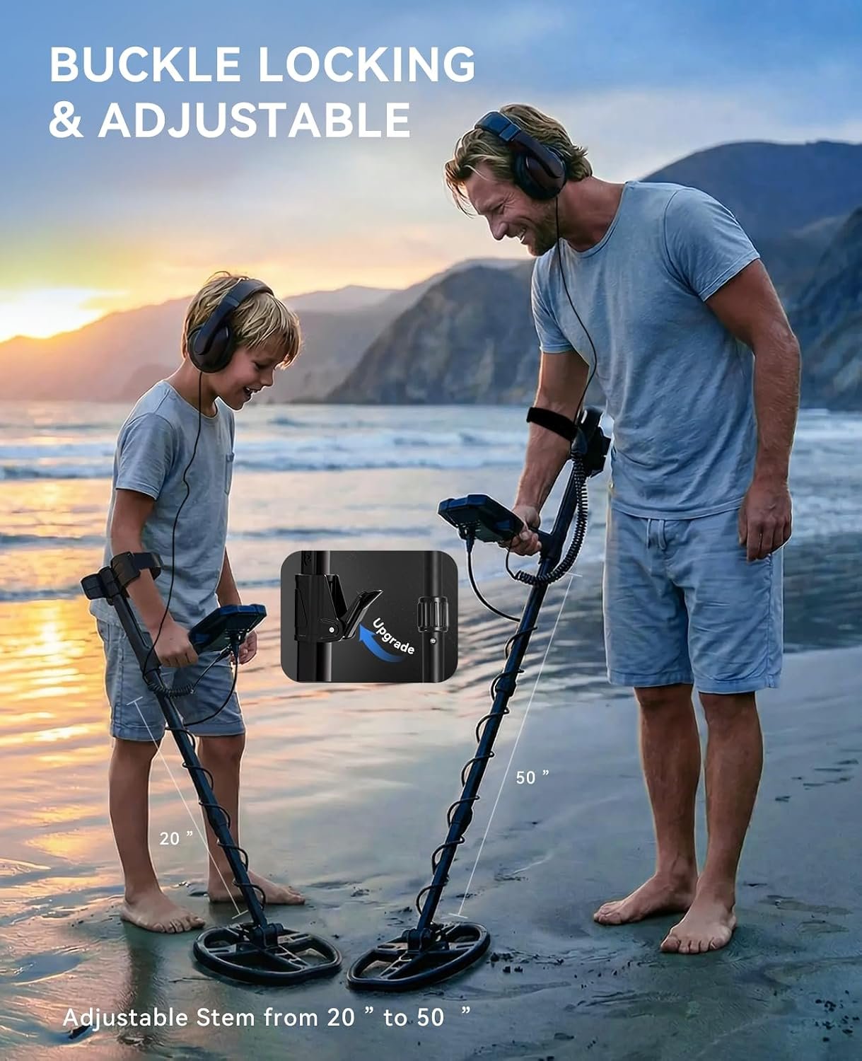 SUNPOW Rechargeable Metal Detector for Adults, IP68 Waterproof 11" Double D Coil, Professional High Accuracy Gold Detector with Large Backlit LED Display for Beach, Field, Garden - Image 7