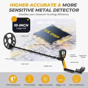 Higher Accuracy Metal Detector for Adults: 2026 Latest Professional Gold Detector with Backlit LCD, Advanced DSP Chip, IP68 Waterproof 10" Large Coil, Portable & Lightweight, Gifts for Men Fathers Dad - Image 2