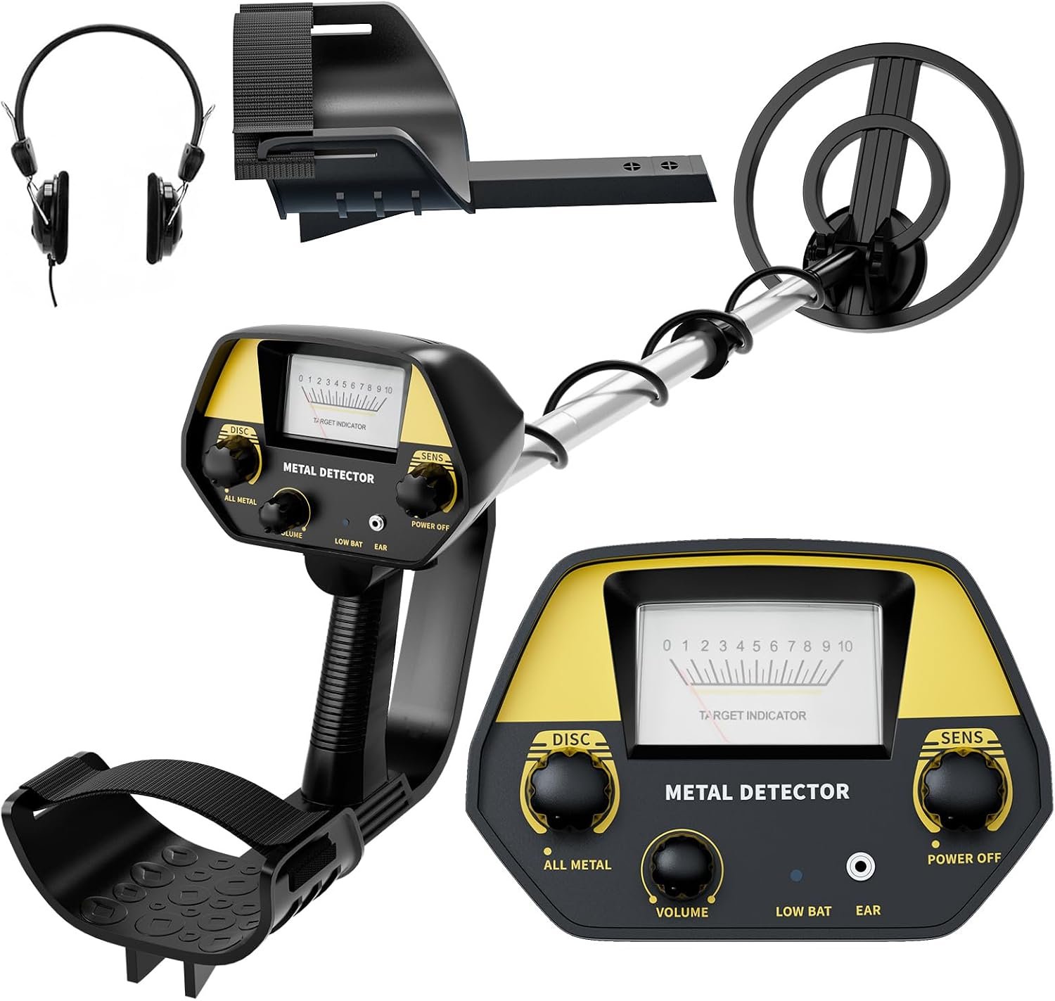 JUANGU Metal Detector for Adults & Kids - Lightweight 2.8lbs with 8" Search Coil, Adjustable Stem for Beach, Gold & Coin Hunting with Headphones - Easy to Use for Beginners, Gift for Boys & Girls - Image 1