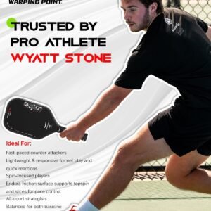 Nightblade Raw Carbon Fiber Pickleball Paddle, Foam Filled Polymer Honeycomb Core, UPA-A & USAPA Approved, Endura Friction Surface, Long Handle for Two Handed Backhand, Enhanced Impact Feel & Spin - Image 4