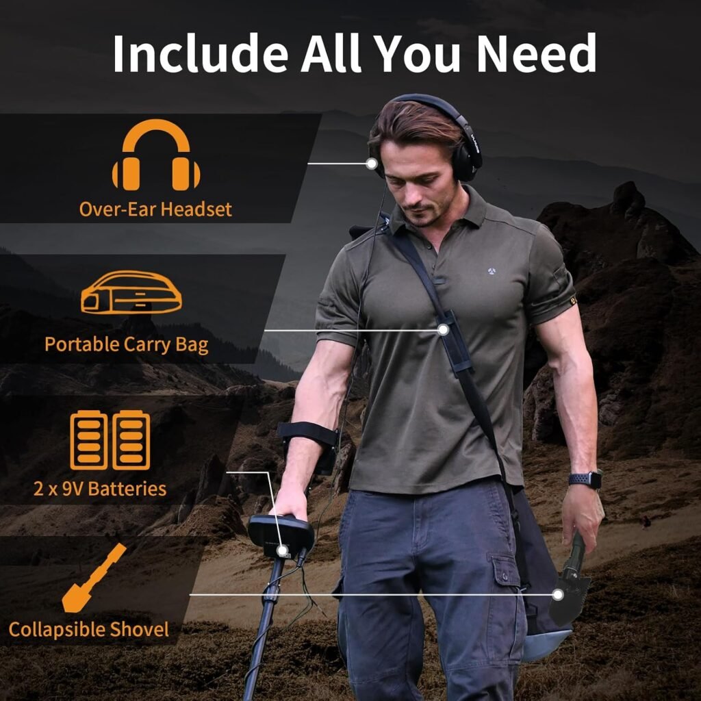 Upgraded Metal Detector for Adults Professional - High Accuracy Gold Finder with DSP Chip & 10" IP68 Waterproof Search Coil, 12" Deep Detection and 60" Adjustable Length for Beach & Yard