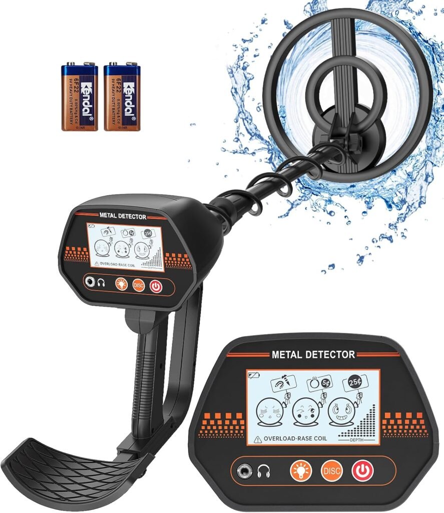 Metal Detector for Kids, Easy to use, Fun LCD Display, Lightweight & Adjustable Kids Metal Detector, 8" Waterproof Coil, Beach/Backyard Hunting, Gifts for Kids Ages 8-12 (Rechargeable Kit)
