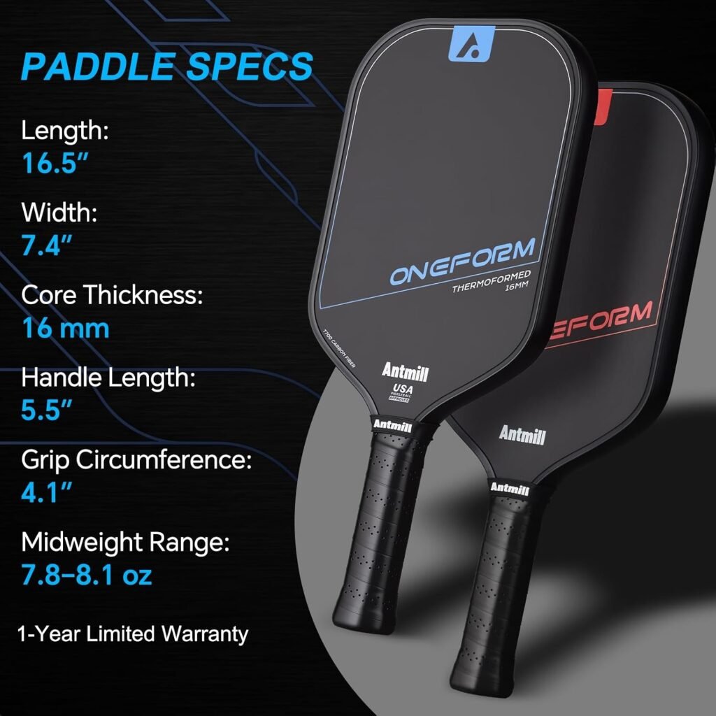 Pickleball Paddles Set of 2 – Thermoformed T700 Carbon Fiber Paddle Set, USAPA Approved