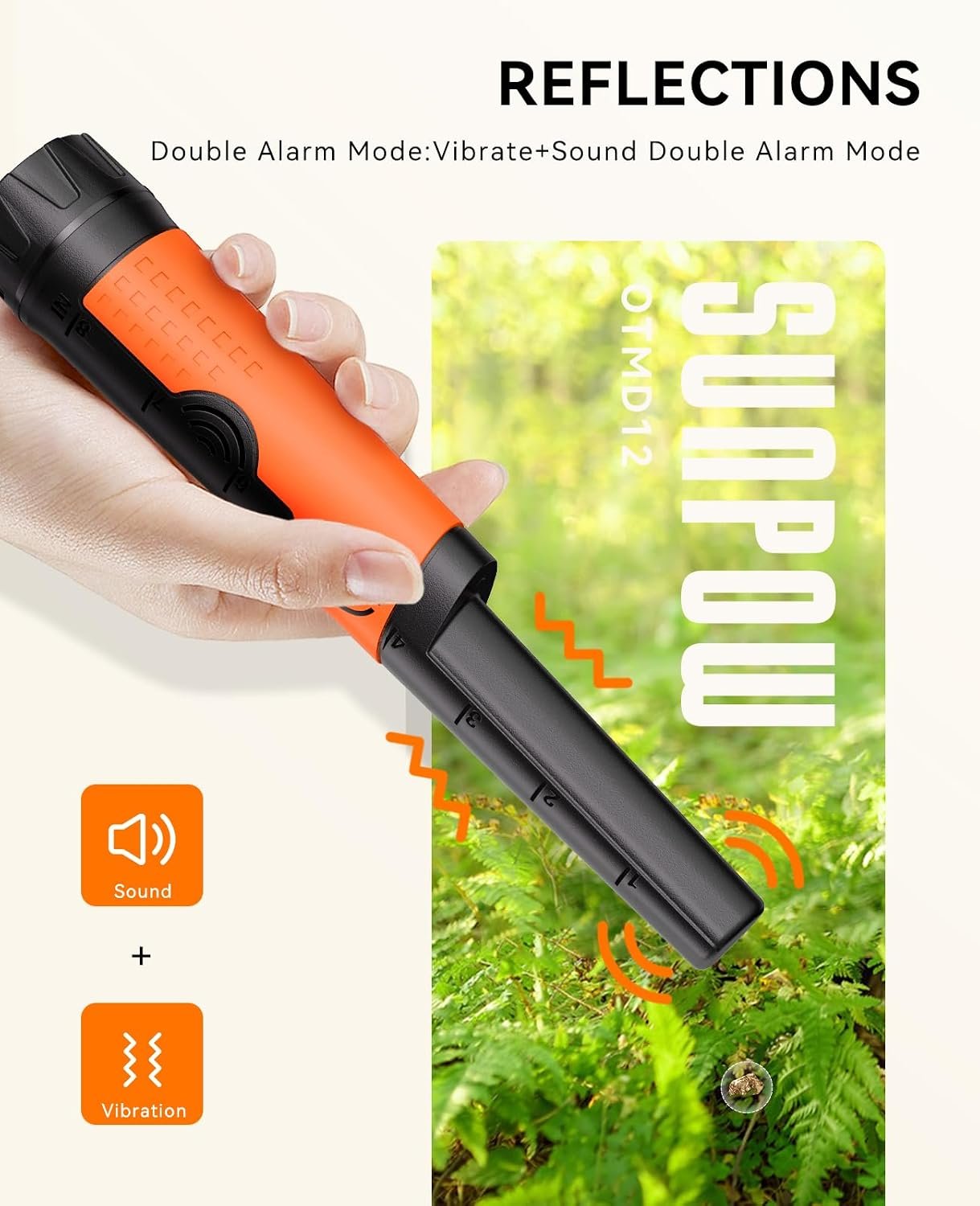 SUNPOW Metal Detector Pinpointer for Adults & Kids - Waterproof Handheld Pin Pointer Wand - High Sensitivity 360° Detection - Easy to Use 2 Alert Modes - Treasure Pinpointing Finder Probe - OTMD12 - Image 3