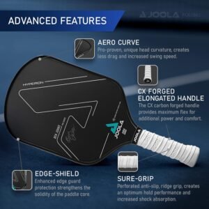JOOLA Ben Johns Hyperion CFS Pickleball Paddle – Carbon Surface with High Grit & Spin, Elongated Handle, USAPA Approved Ben Johns Paddle - Image 3