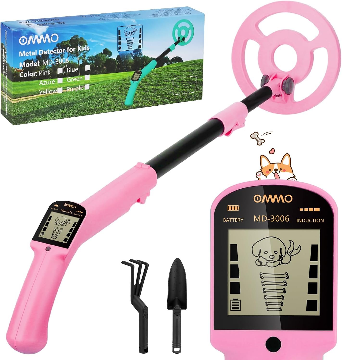 OMMO Kids Metal Detector, Adjustable 27.5"-37.8" with LCD Display (Azure) - Image 10