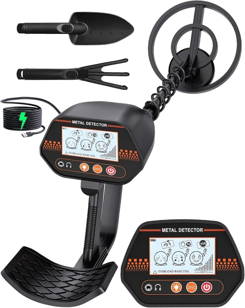 Metal Detector for Kids, Easy to use, Fun LCD Display, Lightweight & Adjustable Kids Metal Detector, 8" Waterproof Coil, Beach/Backyard Hunting, Gifts for Kids Ages 8-12 (Rechargeable Kit)