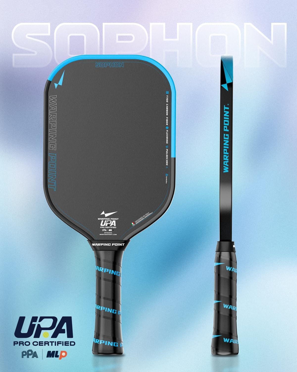 Warping Point Sophon Pickleball Paddle, Tri-Response Foam Core Pickle Ball Racket with Carbon Fiber Aero Fusion Surface Designed for Controlled Power & Consistent Precision, UPA-A Approved, Elongated - Image 5