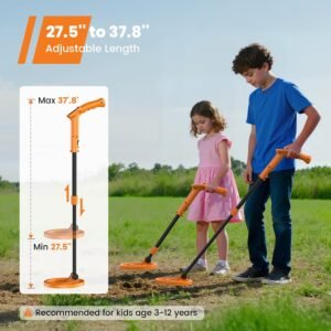 GoGonova Metal Detector, Adjustable 27.5” - 37.8” Metal Detector for Kids with LED Display, Lightweight Kids Metal Detector Kit with 6.8” Waterproof Search Coil, Gift for Boys & Girls, Orange - Image 6