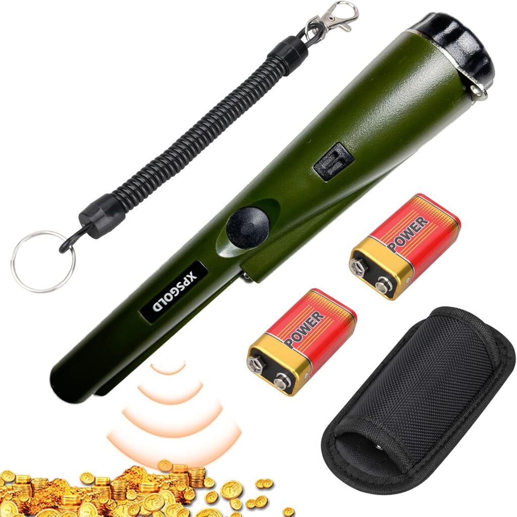 Metal Detector Pinpointing,Waterproof Pinpointer 360 Degree Search Gold&Treasure Finder with Belt Holster &LED Indicator& Buzzer Vibration, for Adults and Kids (Orange)