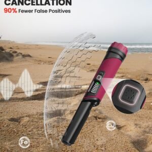 DR.ÖTEK Metal Detector Pinpointer, IP68 Fully Waterproof Underwater Pinpointer Metal Detector with LCD Screen & LED Light 360° Accurate High-Sensitivity Detection, Handheld Wand for Adults & Kids, Red - Image 6