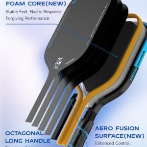 Warping Point Sophon Pickleball Paddle, Tri-Response Foam Core Pickle Ball Racket with Carbon Fiber Aero Fusion Surface Designed for Controlled Power & Consistent Precision, UPA-A Approved, Elongated - Image 4