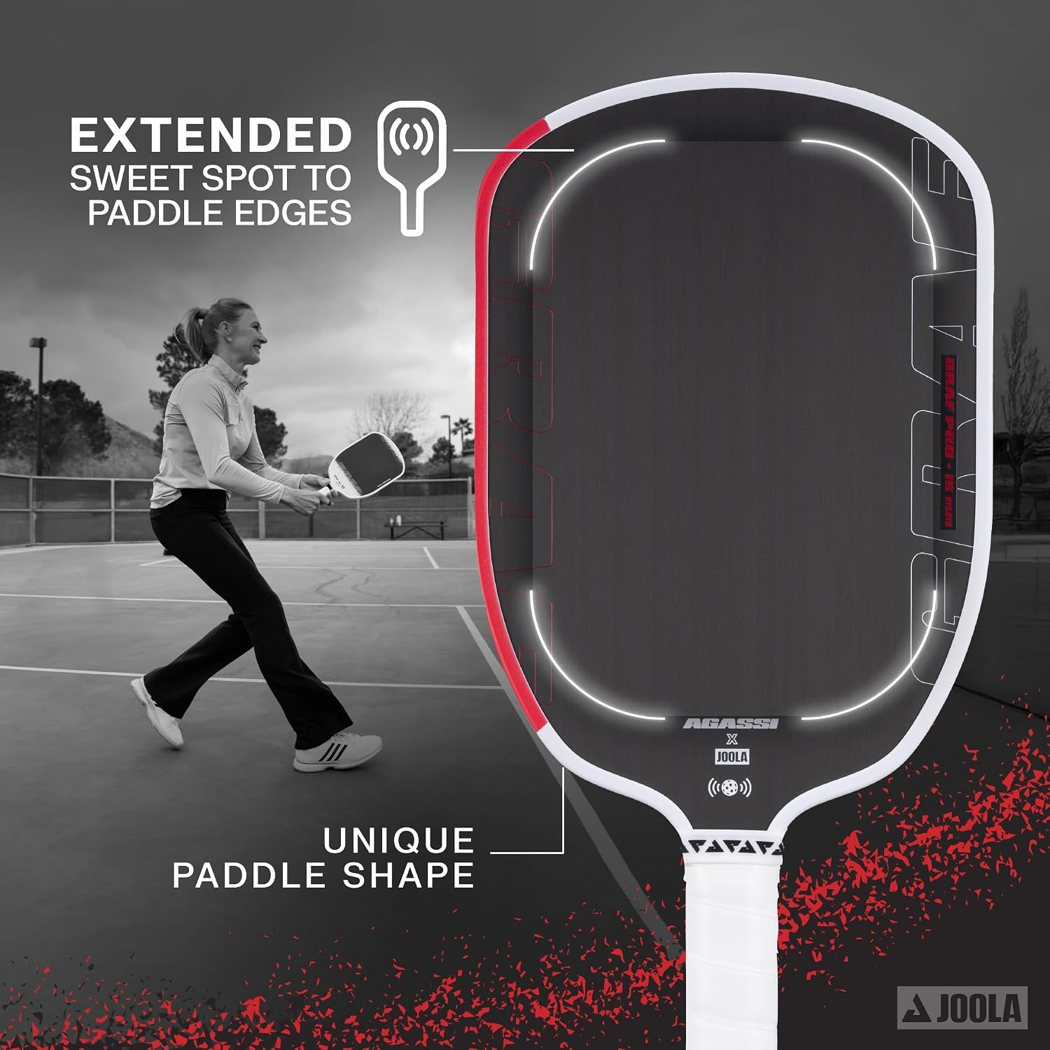 JOOLA GRAF Pro IV 16mm Pickleball Paddle w/Extended Sweet Spot - Carbon Fiber Surface Increases Spin & Control - SK Film for Power & Larger Sweet spot - UPA-A Certified - USAP Approved - NFC Chip - Image 3