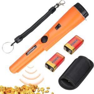 Metal Detector Pinpointing,Waterproof Pinpointer 360 Degree Search Gold&Treasure Finder with Belt Holster &LED Indicator& Buzzer Vibration, for Adults and Kids (Orange) - Image 1