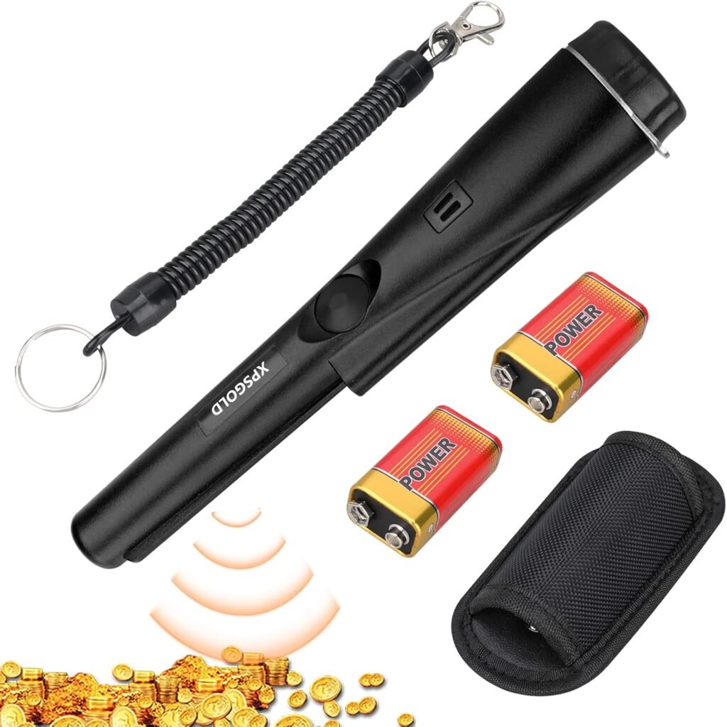 Metal Detector Pinpointing,Waterproof Pinpointer 360 Degree Search Gold&Treasure Finder with Belt Holster &LED Indicator& Buzzer Vibration, for Adults and Kids (Orange)