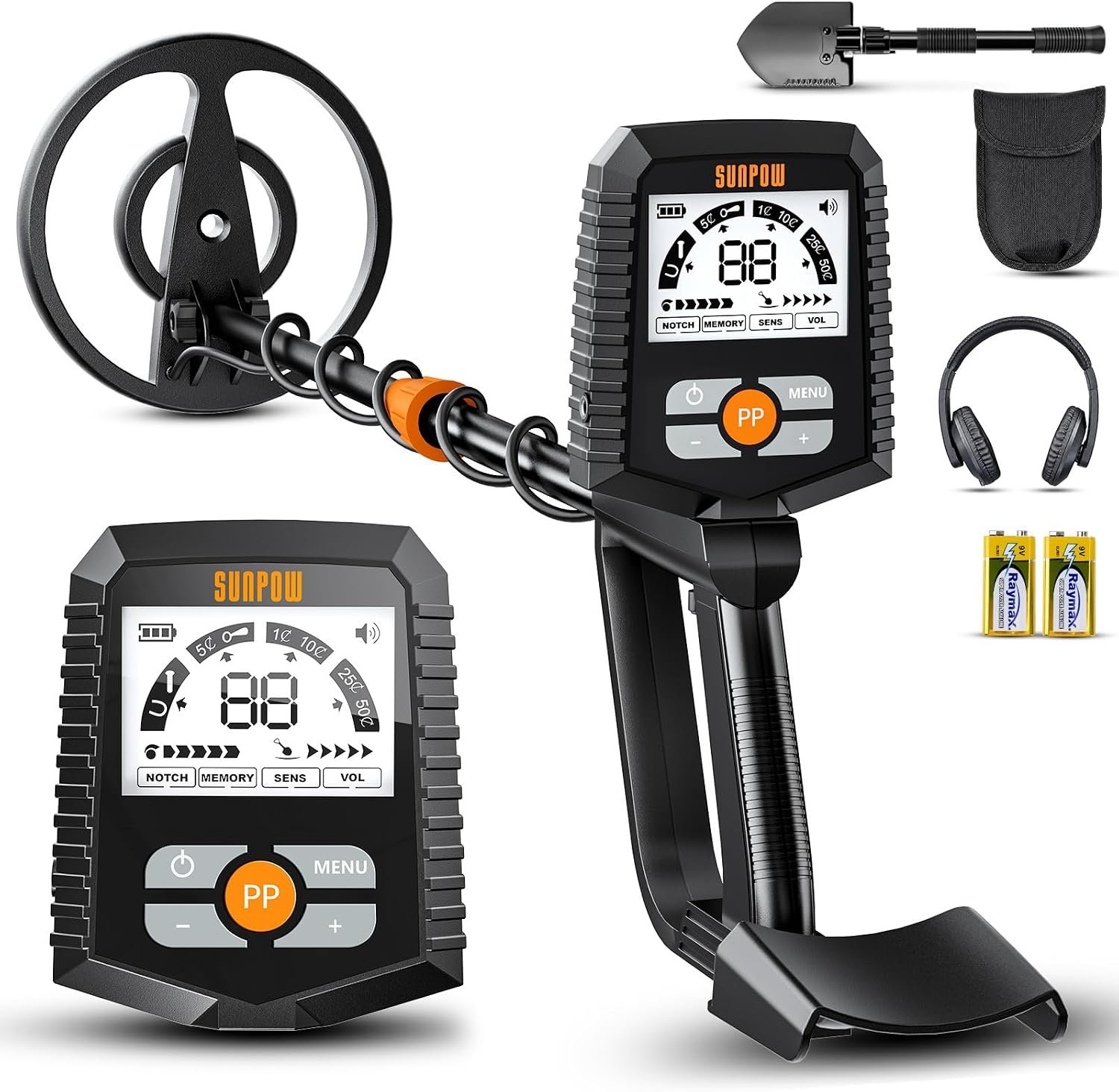 SUNPOW Metal Detector for Adults & Kids – Easy to Use & Assemble, Lightweight & Fun for Family Activities – Waterproof 8" Coil, 4 Modes, Bigger LCD – Great Value Metal Detector Kit, MD13 - Image 1