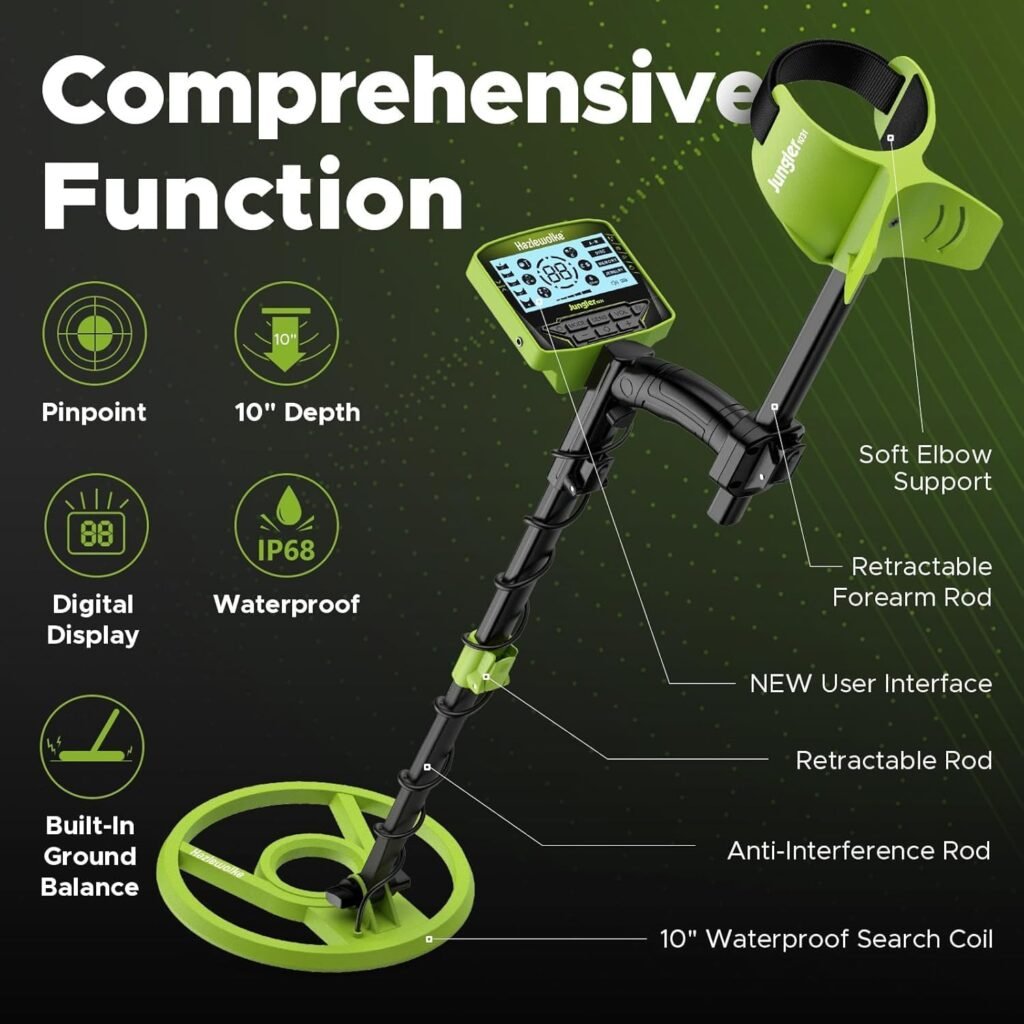 Metal Detector for Adults, Rechargeable Battery for 20H Typical Use, 5 Professional Mode with Higher Accuracy 10” Waterproof Coil for Gold Detecting