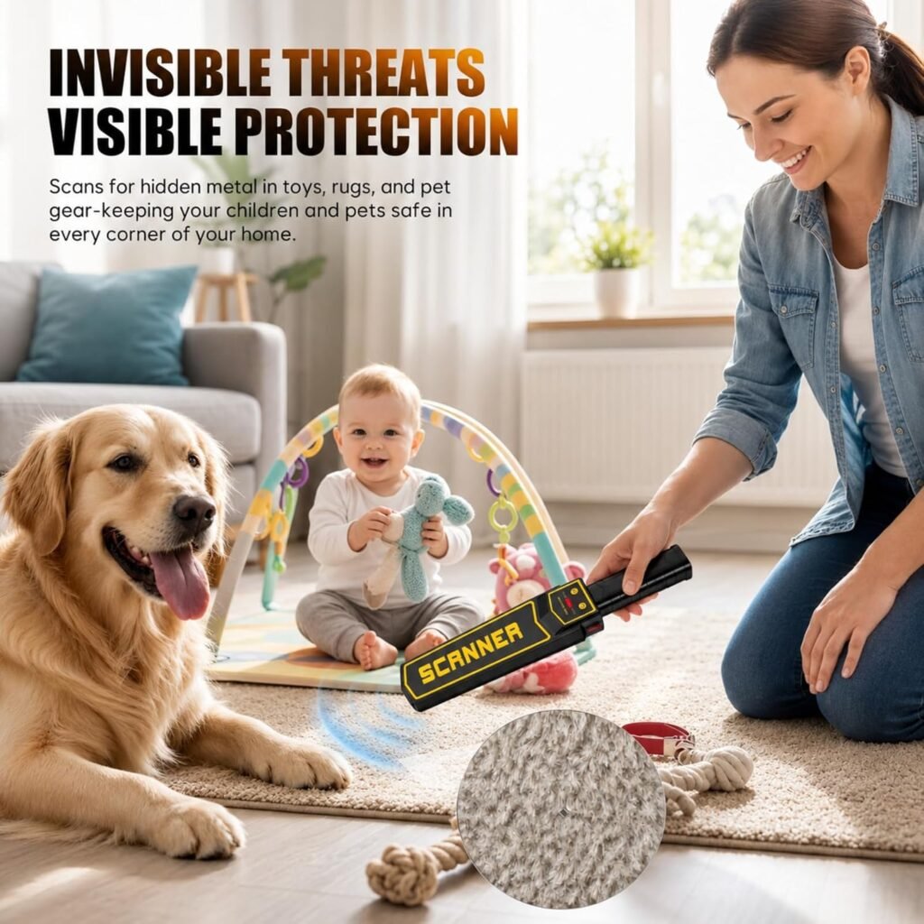 Rechargeable Handheld Metal Detector Wand, High Sensitivity Security Wand Metal Detector,Portable Nail Finder Scanner Woodworking Metal Detector for Logs Weapons Sound Vibration Alert Detects