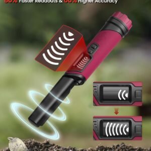 DR.ÖTEK Metal Detector Pinpointer, IP68 Fully Waterproof Underwater Pinpointer Metal Detector with LCD Screen & LED Light 360° Accurate High-Sensitivity Detection, Handheld Wand for Adults & Kids, Red - Image 3