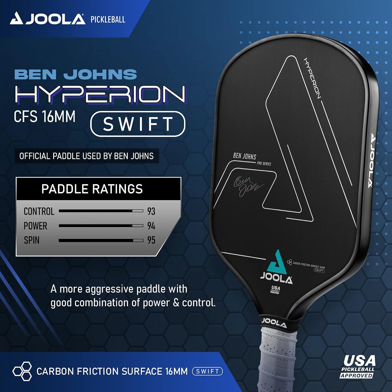 JOOLA Professional Pickleball Paddles – Raw Carbon Fiber Surface – Built for Spin, Speed & Control – Hyperion, Solaire, Perseus & Scorpeus – Swift & Standard Models – USAP Approved – Tournament-Level - Image 2