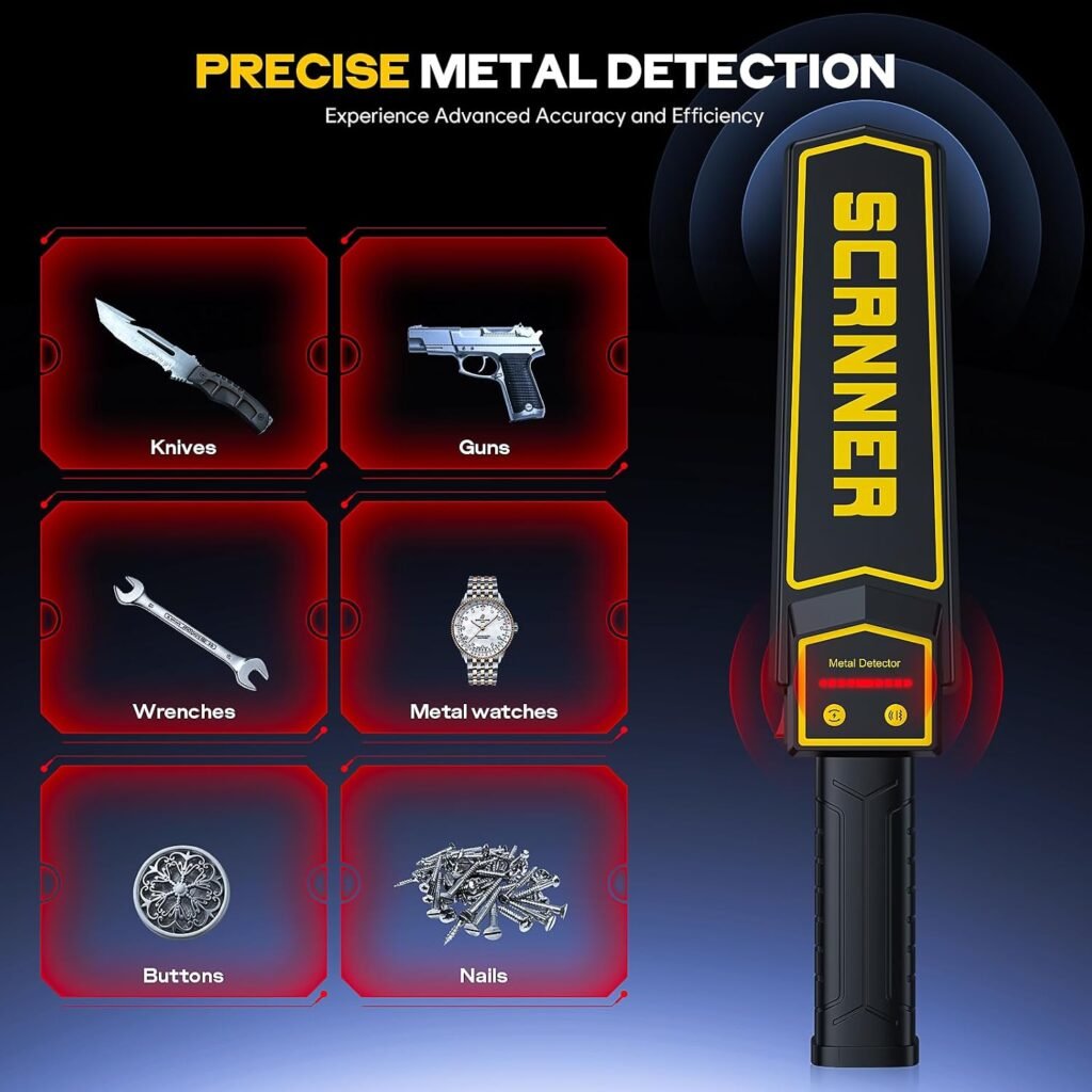 Rechargeable Handheld Metal Detector Wand, High Sensitivity Security Wand Metal Detector,Portable Nail Finder Scanner Woodworking Metal Detector for Logs Weapons Sound Vibration Alert Detects