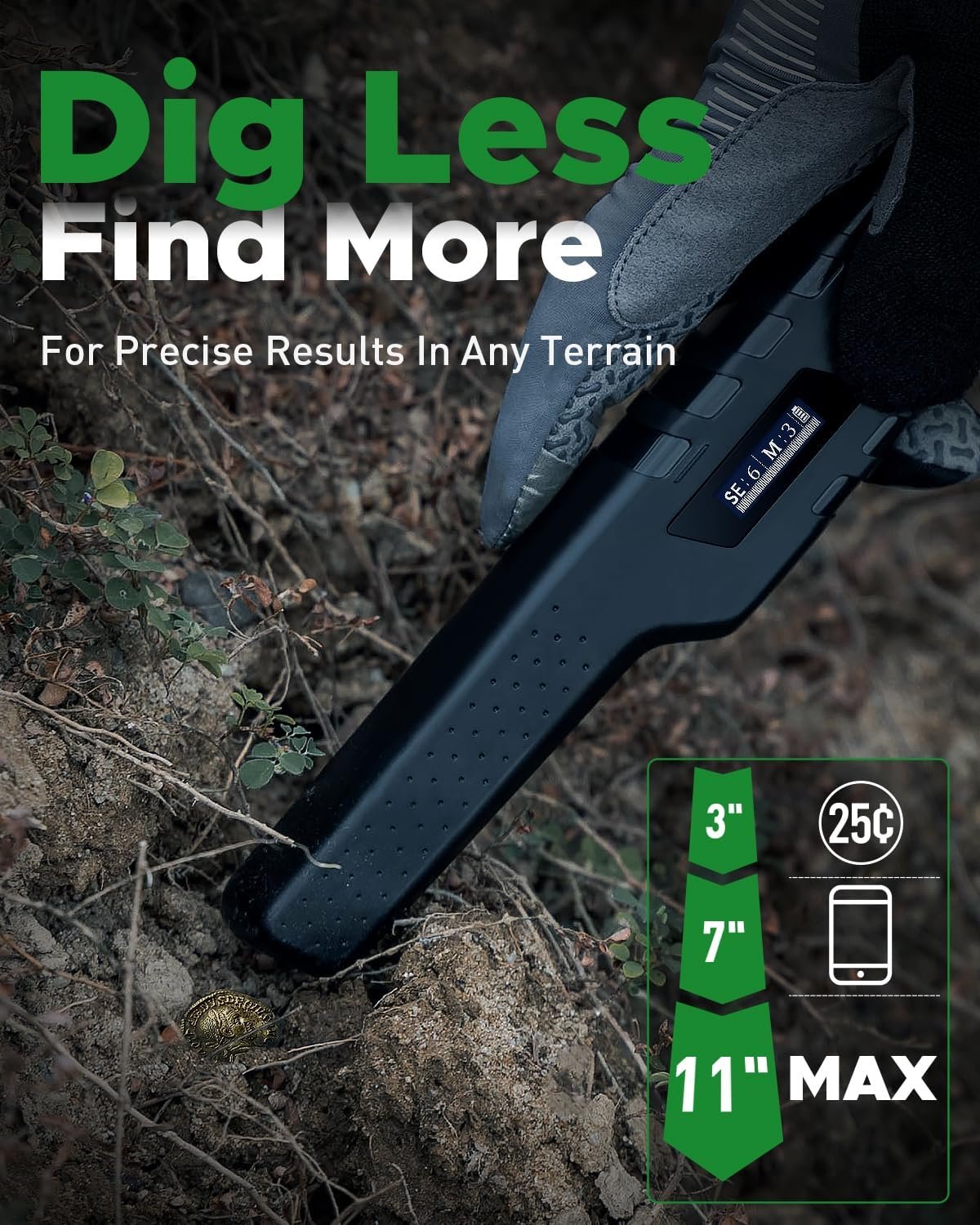 Rechargeable Metal Detector Pinpointer for Adults & Kids, Fully Waterproof Hand-held Metal Detectors Wand with One-Key Interference Elimination, Superhet-Tec Pin Pointer Metal Detector Accessories - Image 2