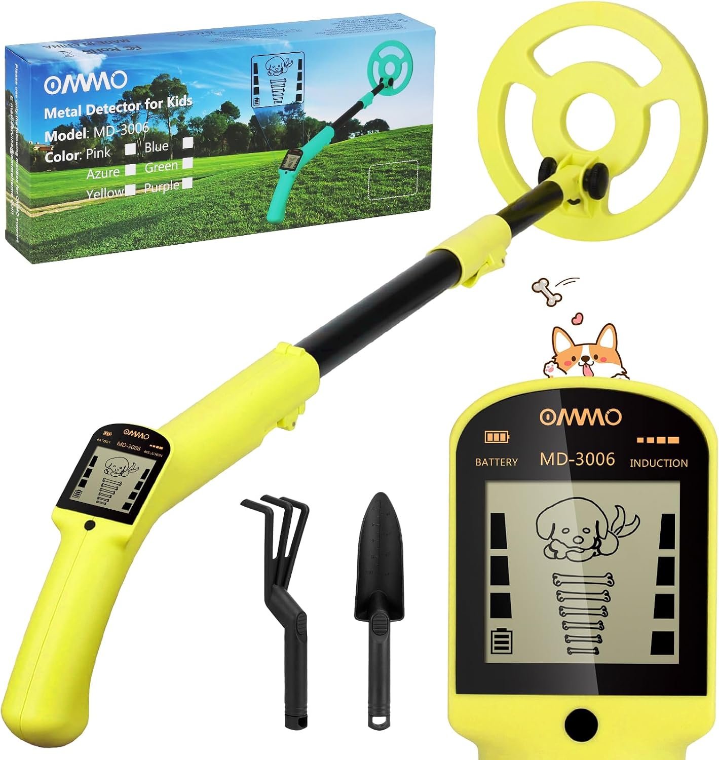 OMMO Kids Metal Detector, Adjustable 27.5"-37.8" with LCD Display (Azure) - Image 12