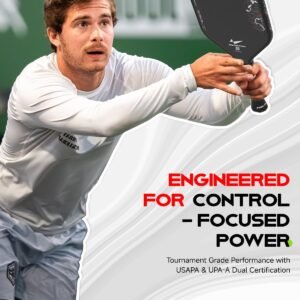 Nightblade Raw Carbon Fiber Pickleball Paddle, Foam Filled Polymer Honeycomb Core, UPA-A & USAPA Approved, Endura Friction Surface, Long Handle for Two Handed Backhand, Enhanced Impact Feel & Spin - Image 3