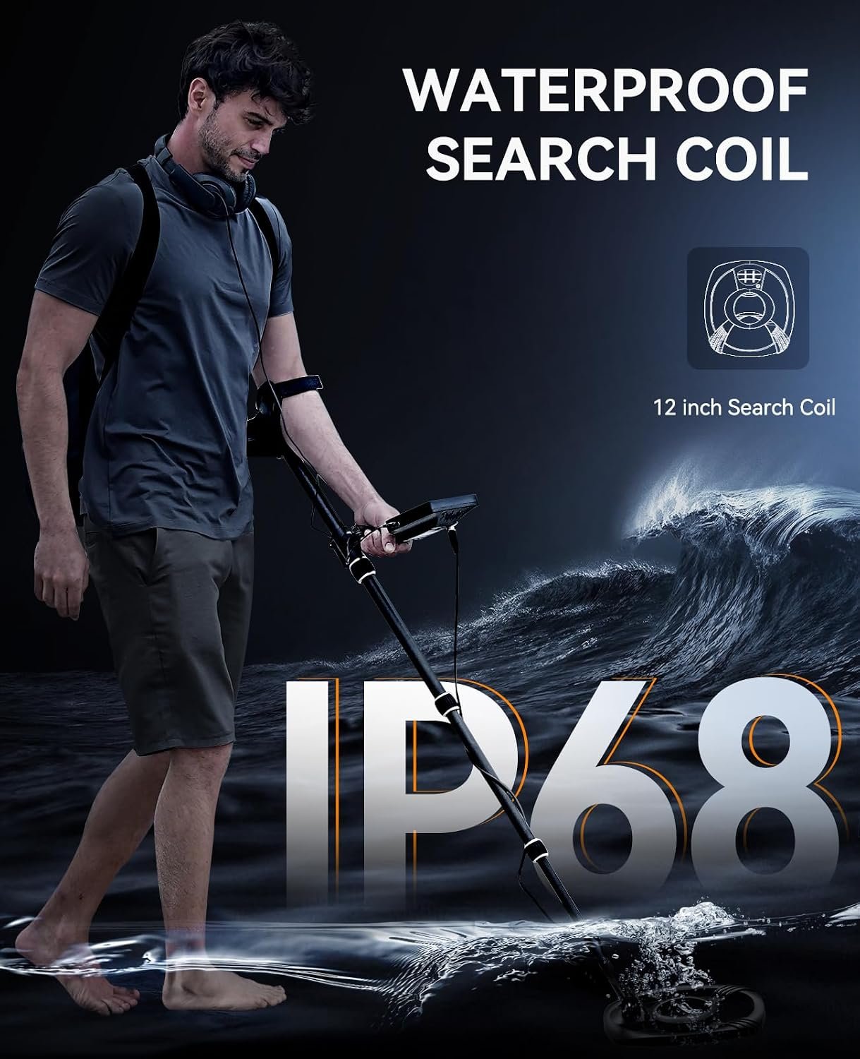 SUNPOW Professional Metal Detector for Adults - Pinpoint Accurate & Easy to Use - 12" Waterproof Coil, 2X Backlit LCDs, DSP Chip, 5 Modes - Adjustable (19"-59") for Beach, Field, Garden - Image 5