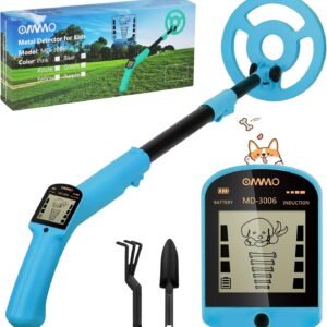 OMMO Kids Metal Detector, Adjustable 27.5"-37.8" with LCD Display (Azure) - Image 1