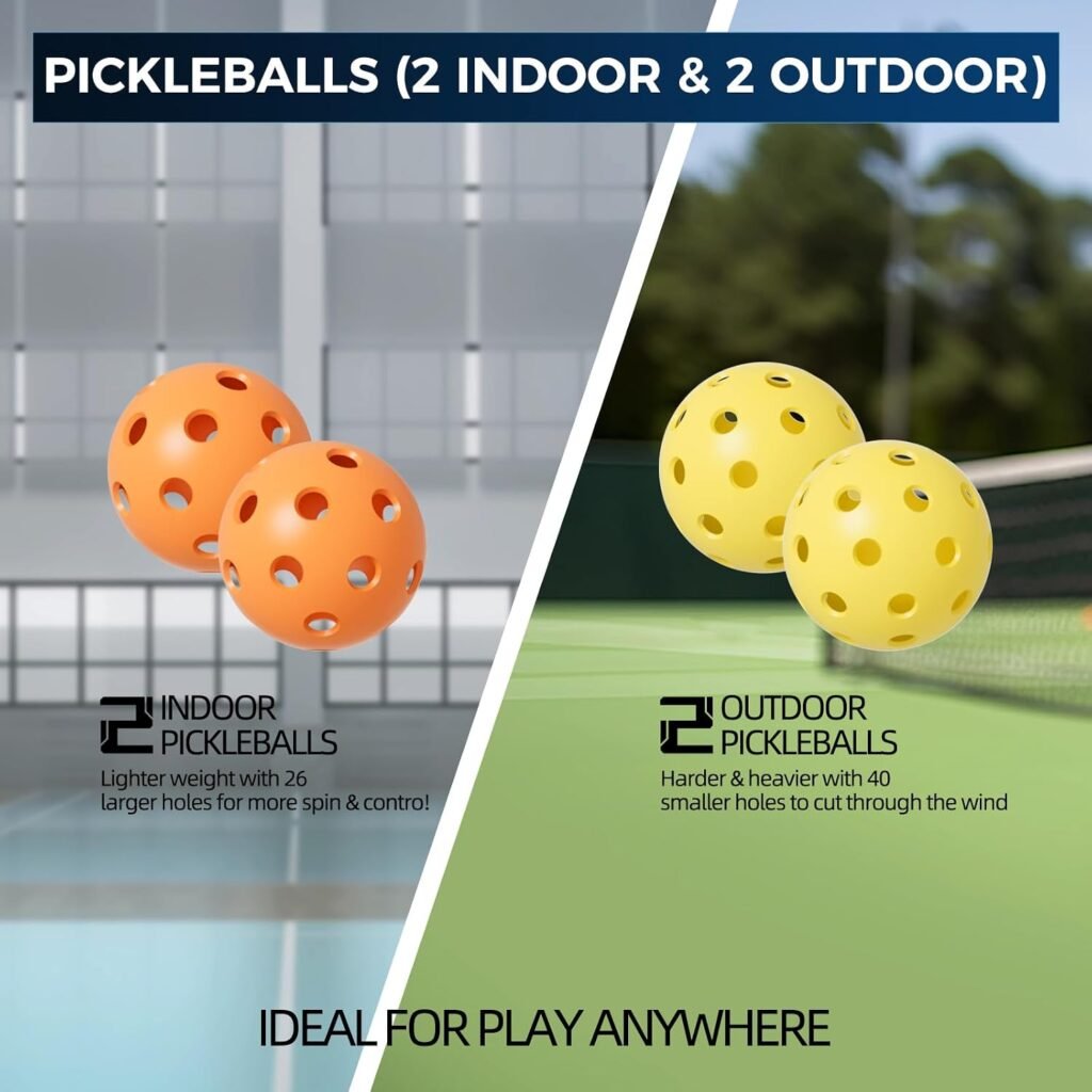 Pickleball Paddles Set of 2 USAPA Approved T700 Raw Carbon Fiber Pickleball Paddle, Friction Surface Pickleball Rackets with 4 Balls 1 Pickleball Bag, Pickle Ball Paddle Set for Men and Women