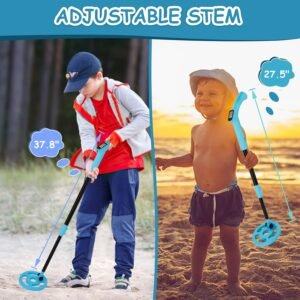 OMMO Kids Metal Detector, Adjustable 27.5"-37.8" with LCD Display (Azure) - Image 4