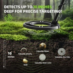 Metal Detector for Adults Professional, Waterproof Pinpoint, High Accuracy Gold and Silver Detection, Underwater and Beach Use, 10'' IP68 Coil, Bigger LCD, New Advanced DSP Chip, Black - Image 5