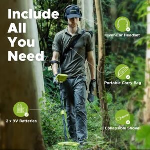 Metal Detector for Adults, Rechargeable Battery for 20H Typical Use, 5 Professional Mode with Higher Accuracy 10” Waterproof Coil for Gold Detecting - Image 7