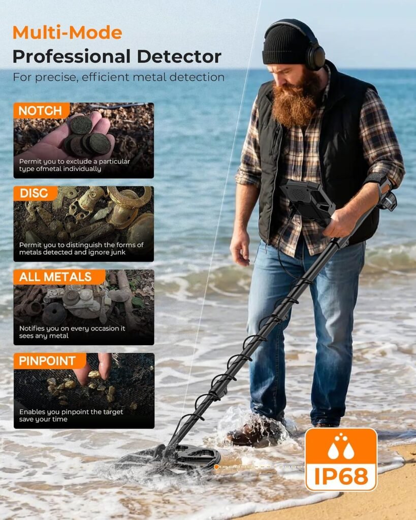 Metal Detector for Adults, Professional with High Accuracy 12" IP68 DD Coil
