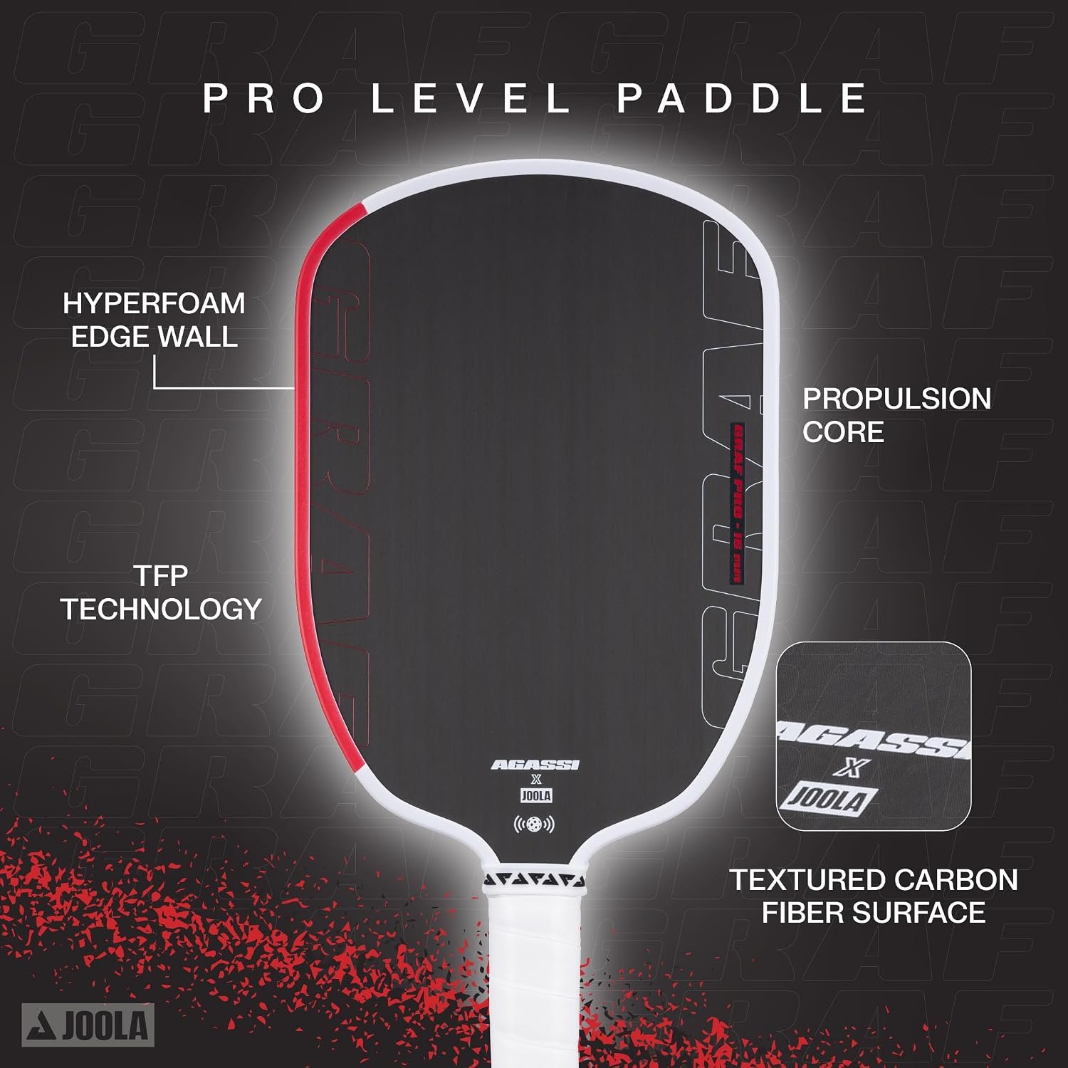 JOOLA GRAF Pro IV 16mm Pickleball Paddle w/Extended Sweet Spot - Carbon Fiber Surface Increases Spin & Control - SK Film for Power & Larger Sweet spot - UPA-A Certified - USAP Approved - NFC Chip - Image 6