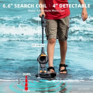 PANCKY Metal Detector for Kids, IP68 Waterproof 3-10 Year Kids Metal Detector Kit with LCD Display, Automatic Sensitivity Adjustment, 6.6" Search Coil, 1.65lb Lightweight, Gift for Boys & Girls, Black - Image 3